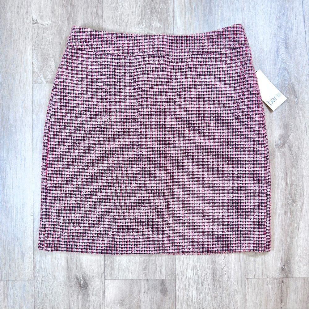 Bar III Women's Plus Size NWT Pink Tweed Mini Pencil Skirt Size 16
